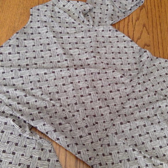 Plus Size Ann Taylor Loft Faux Wrap Black and White Weave Pattern Dress Size 14 - Picture 14 of 15